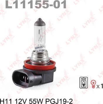 LYNXauto L11155-01 - Лампа розжарювання, фара дальнього світла autocars.com.ua