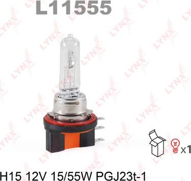 LYNXauto L11555 - Лампа розжарювання, фара дальнього світла autocars.com.ua