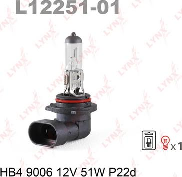LYNXauto L12251-01 - Лампа розжарювання, фара дальнього світла autocars.com.ua