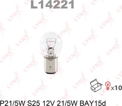 LYNXauto L14221 - Лампа накаливания P21-5W S25 12V 21-5W BAY15D autodnr.net