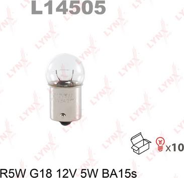 LYNXauto L14505 - Лампа накаливания R5W G18 12V 5W BA15S autodnr.net