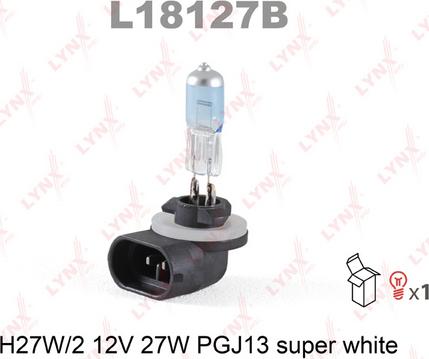 LYNXauto L18127B - Лампа галогенная H27 12V 27W PGJ13 881 SUPER WHITE autodnr.net