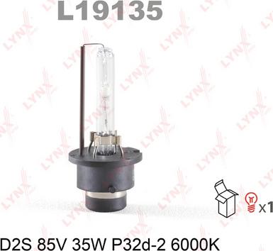 LYNXauto L19135 - Лампа газоразрядная D2S 12V 35W P32d-2 6000K autodnr.net