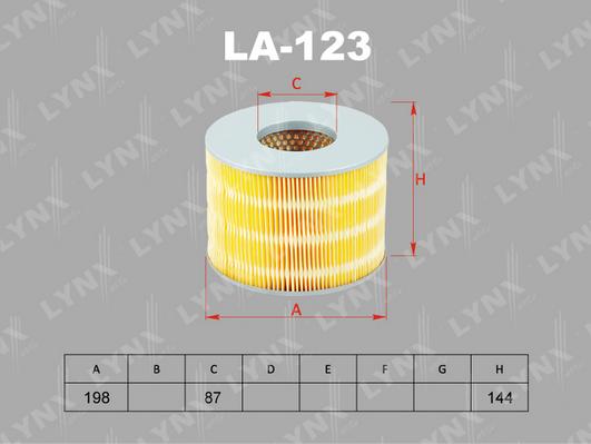 LYNXauto LA-123 - Повітряний фільтр autocars.com.ua