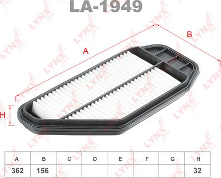 LYNXauto LA-1949 - Повітряний фільтр autocars.com.ua