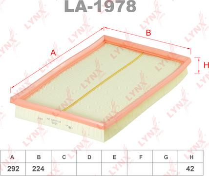 LYNXauto LA-1978 - Повітряний фільтр autocars.com.ua