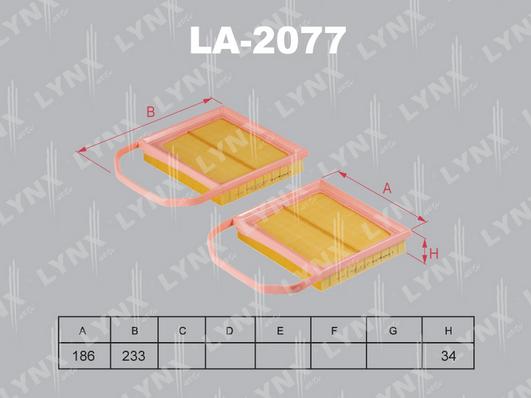 LYNXauto LA-2077 - Воздушный фильтр avtokuzovplus.com.ua
