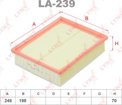 LYNXauto LA-239 - Повітряний фільтр autocars.com.ua