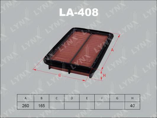 LYNXauto LA-408 - Фильтр воздушный FORD Probe 2.0-2.5 93-98  MAZDA 626 1.8-2.0 92-02-2.5 92-97-MX-5 1.6-1.8 98-05-MX-6 autodnr.net