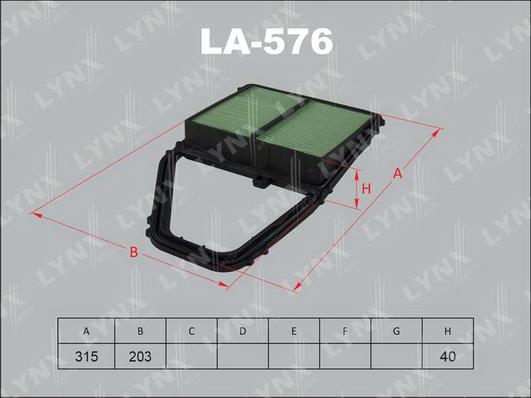 LYNXauto LA-576 - Повітряний фільтр autocars.com.ua