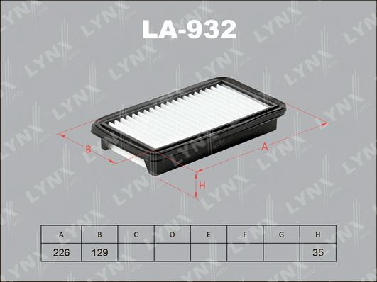 LYNXauto LA-932 - Повітряний фільтр autocars.com.ua