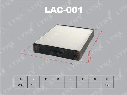 LYNXauto LAC-001 - Фильтр воздуха в салоне autodnr.net