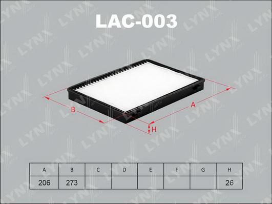 LYNXauto lac-003 - Фильтр воздуха в салоне autodnr.net