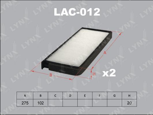 LYNXauto lac-012 - Фильтр воздуха в салоне autodnr.net