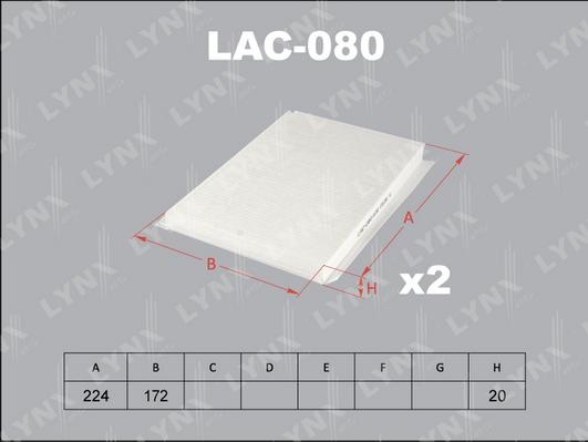 LYNXauto LAC-080 - Фильтр воздуха в салоне avtokuzovplus.com.ua