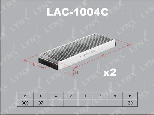 LYNXauto LAC-1004C - Фильтр салонный угольный комплект 2 шт. AUDI A6 04> - R8 07> - Allroad 06> autodnr.net