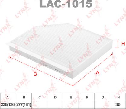 LYNXauto lac-1015 - Фильтр воздуха в салоне autodnr.net