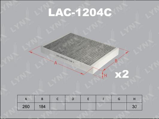 LYNXauto LAC-1204C - Фильтр воздуха в салоне avtokuzovplus.com.ua