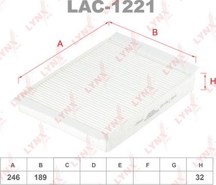 LYNXauto LAC-1221 - Фильтр салонный MERCEDES-BENZ CW205 14> - CLSC257 17> - EW213 16> - GLX166 12> - GLCX253 1 autodnr.net