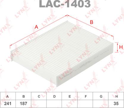 LYNXauto LAC-1403 - Фильтр воздуха в салоне autodnr.net