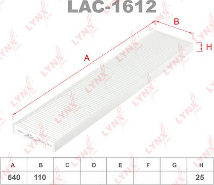 LYNXauto LAC-1612 - Фільтр, повітря у внутрішній простір autocars.com.ua