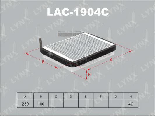 LYNXauto LAC-1904C - Фильтр салонный угольный LADA 2110 1.5-1.6 98> - Priora 1.6 08> autodnr.net