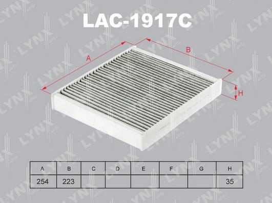 LYNXauto LAC-1917C - Фильтр салонный угольный SKODA Fabia 1.0-1.6D 07> - Rapid 1.2-1.6D 12> - Roomster 1.2-1.6D 07>  VW P autodnr.net