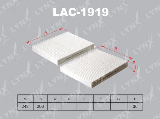LYNXauto LAC-1919 - Фильтр салонный комплект 2 шт. BMW 5F10 - 11 09> - 5GTF07 09> - 6F12 - 3 10> - 6GCF06 11> autodnr.net