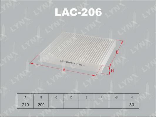 LYNXauto LAC-206 - Фільтр, повітря у внутрішній простір autocars.com.ua