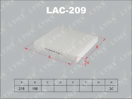 LYNXauto LAC-209 - Фильтр воздуха в салоне autodnr.net