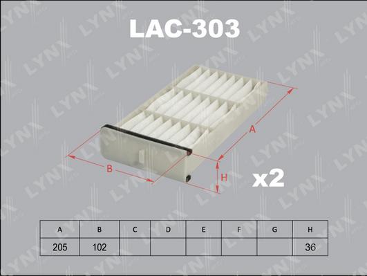 LYNXauto LAC-303 - Фильтр салонный комплект 2 шт. MITSUBISHI Pajero Pinin 99-07 autodnr.net
