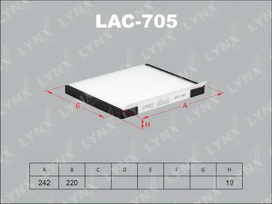 LYNXauto LAC-705 - Фильтр салонный HYUNDAI AccentMC 05> - ElantraHD 06> - Solaris I 10> autodnr.net