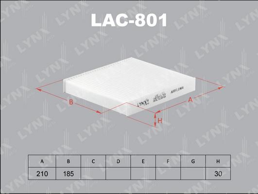 LYNXauto lac-801 - Фильтр воздуха в салоне autodnr.net