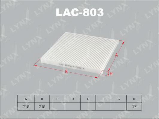 LYNXauto LAC-803 - Фильтр воздуха в салоне autodnr.net