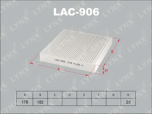 LYNXauto LAC-906 - Фільтр, повітря у внутрішній простір autocars.com.ua