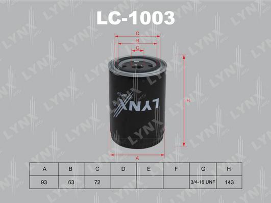LYNXauto LC-1003 - Масляний фільтр autocars.com.ua