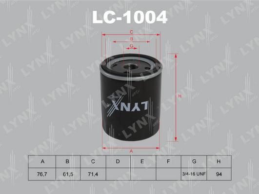 LYNXauto LC-1004 - Масляний фільтр autocars.com.ua