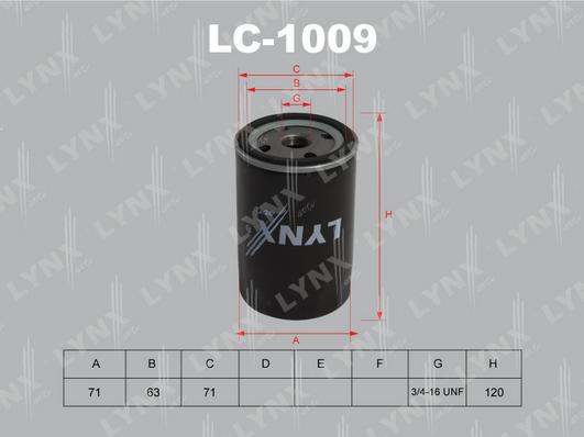 LYNXauto LC-1009 - Фильтр масляный AUDI 80 1.3-2.3 >94-100 1.6-2.3 >90  VW Golf 1.0-2.0 >97 autodnr.net