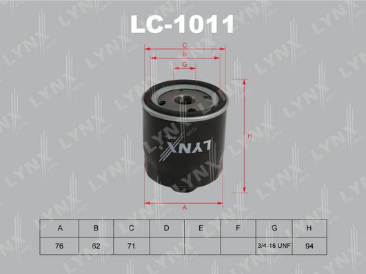 LYNXauto LC-1011 - Фильтр масляный AUDI A2 1.4-1.6 00-05  SKODA Fabia 1.4 99> - Octavia 1.4-1.6 96> - Roomster 1.4 06> autodnr.net
