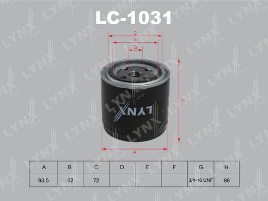 LYNXauto LC-1031 - Масляний фільтр autocars.com.ua