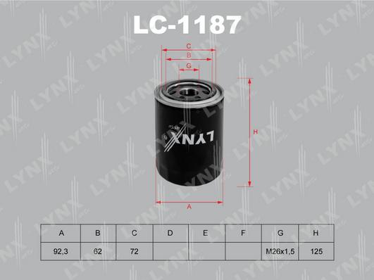 LYNXauto LC-1187 - Масляный фильтр avtokuzovplus.com.ua
