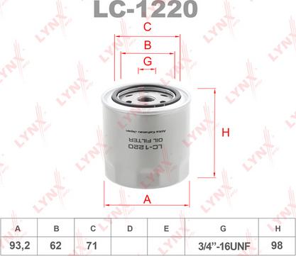 LYNXauto LC-1220 - Масляный фильтр autodnr.net
