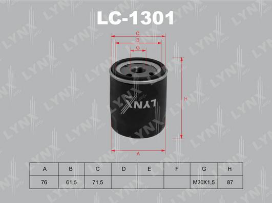 LYNXauto LC-1301 - Масляний фільтр autocars.com.ua