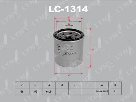 LYNXauto LC-1314 - Масляный фильтр autodnr.net