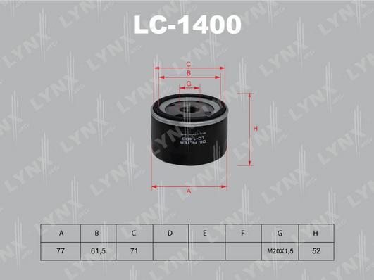 LYNXauto LC-1400 - Масляний фільтр autocars.com.ua
