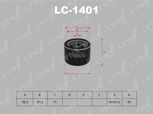 LYNXauto LC-1401 - Фильтр масляный NISSAN Cube-Juke 10> 1.5D-PrimeraP12 1.9D 02>  RENAULT Clio 05> - Kangoo 00> - Flu autodnr.net