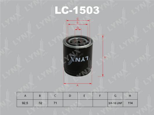LYNXauto LC-1503 - Масляний фільтр autocars.com.ua