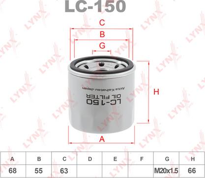 LYNXauto LC-150 - Фильтр масляный MAZDA 2DL 1.5 14> - 3BM-BN 2.0 13> - 6GJ 2.0-2.5 13> - CX-3 2.0 15> - CX-5KE autodnr.net