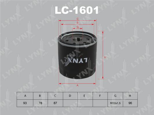 LYNXauto LC-1601 - Масляный фильтр autodnr.net