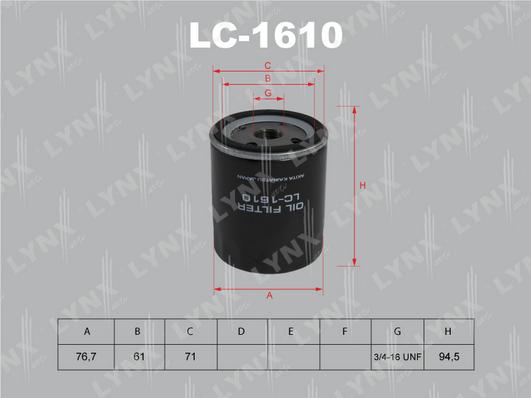 LYNXauto LC-1610 - Фильтр масляный FORD C-Max 1.6-T 10> - Fiesta 1.25-1.4 95> - 1.6T 08> - Focus II 1.4-1.6 04> - 1.6T autodnr.net